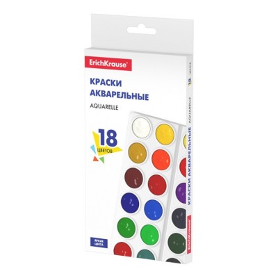Краски акварельные ErichKrause®Basik18 цветов(картон с европод.)